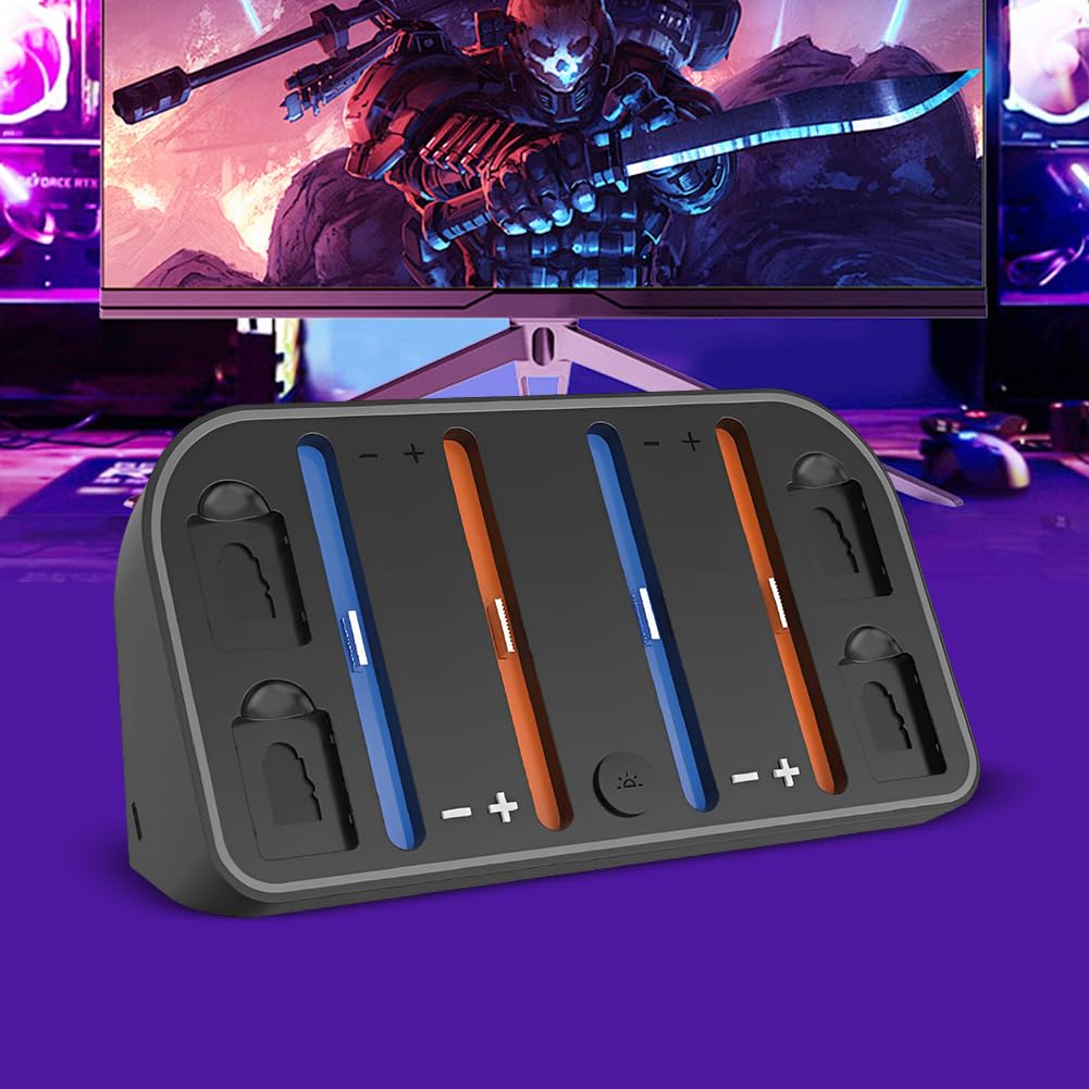Stazione di ricarica da parete per Switch2 con illuminazione RGB personalizzabile supporto per 4 controller e 4 schede
