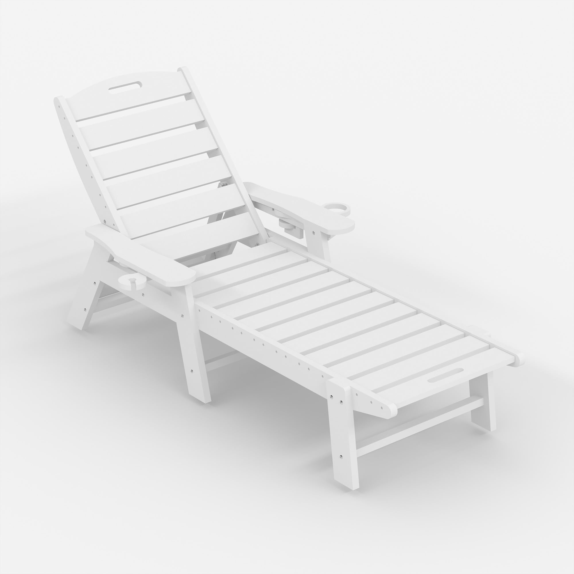 Extra Große Sonnenliege für Outdoor, Klappbare Gartenliege aus HDPE, 5-Fach Verstellbar, Chaise Lounge Liegestuhl für Pool, Terrasse, Strand und Camping, Weiß