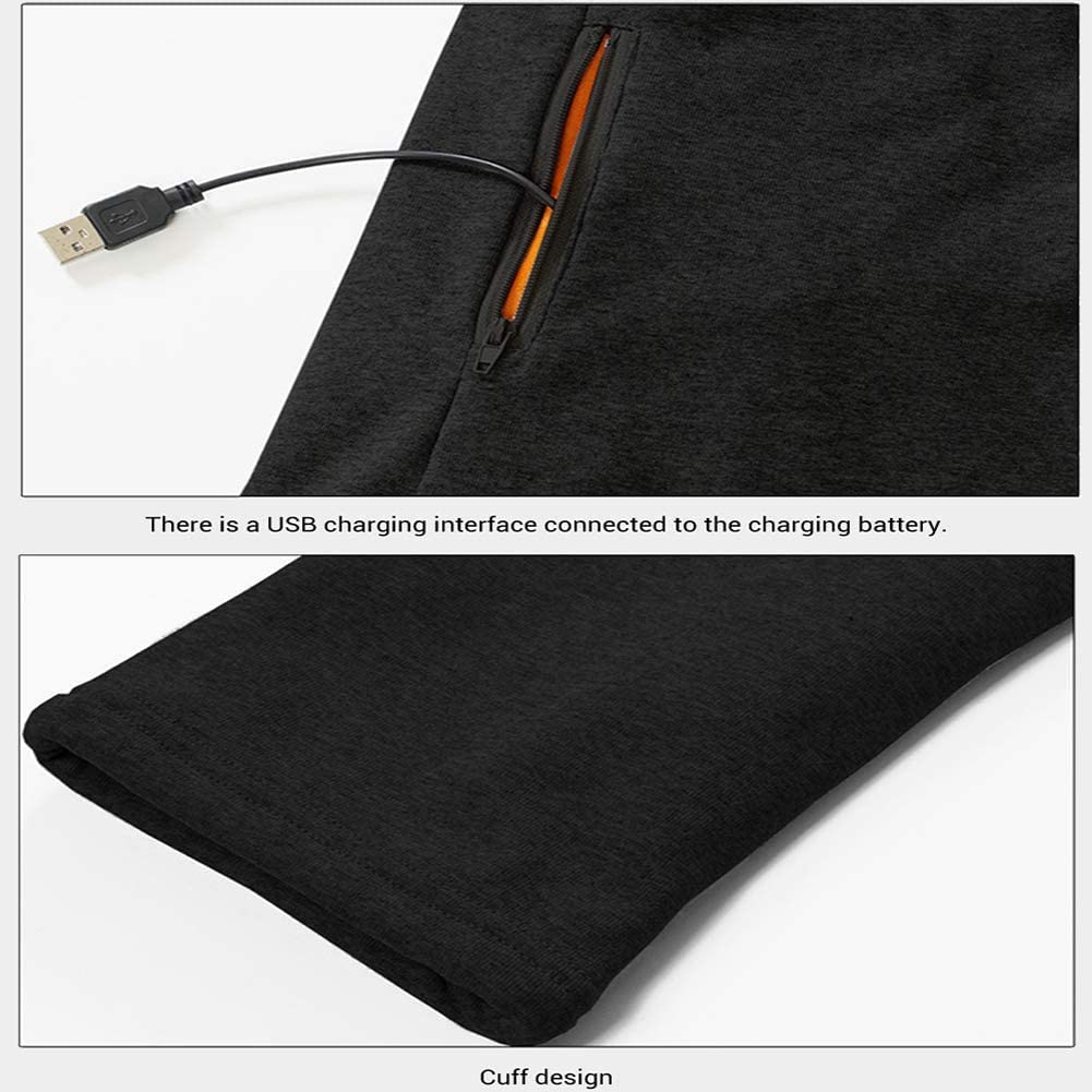 Kobiety izolowana podgrzewana bielizna, ładowanie podgrzewane, zmywalne ogrzewanie elektryczne miękkie ubrania, Outdoor Camping piesze wycieczki polowanie (Color : czarny, Size : XXL)