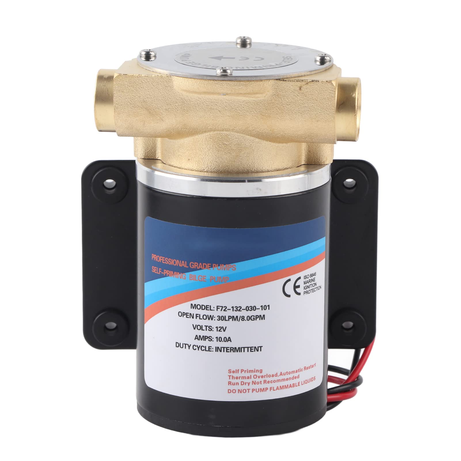 Hyuduo Bomba de Drenaje Bomba de Achique Centrífuga Autocebante de Plástico de Ingeniería 24V 8GPM 30L Min Elevación para Yate Lavado de Autos Jardín Pulverización Transferencia de Agua
