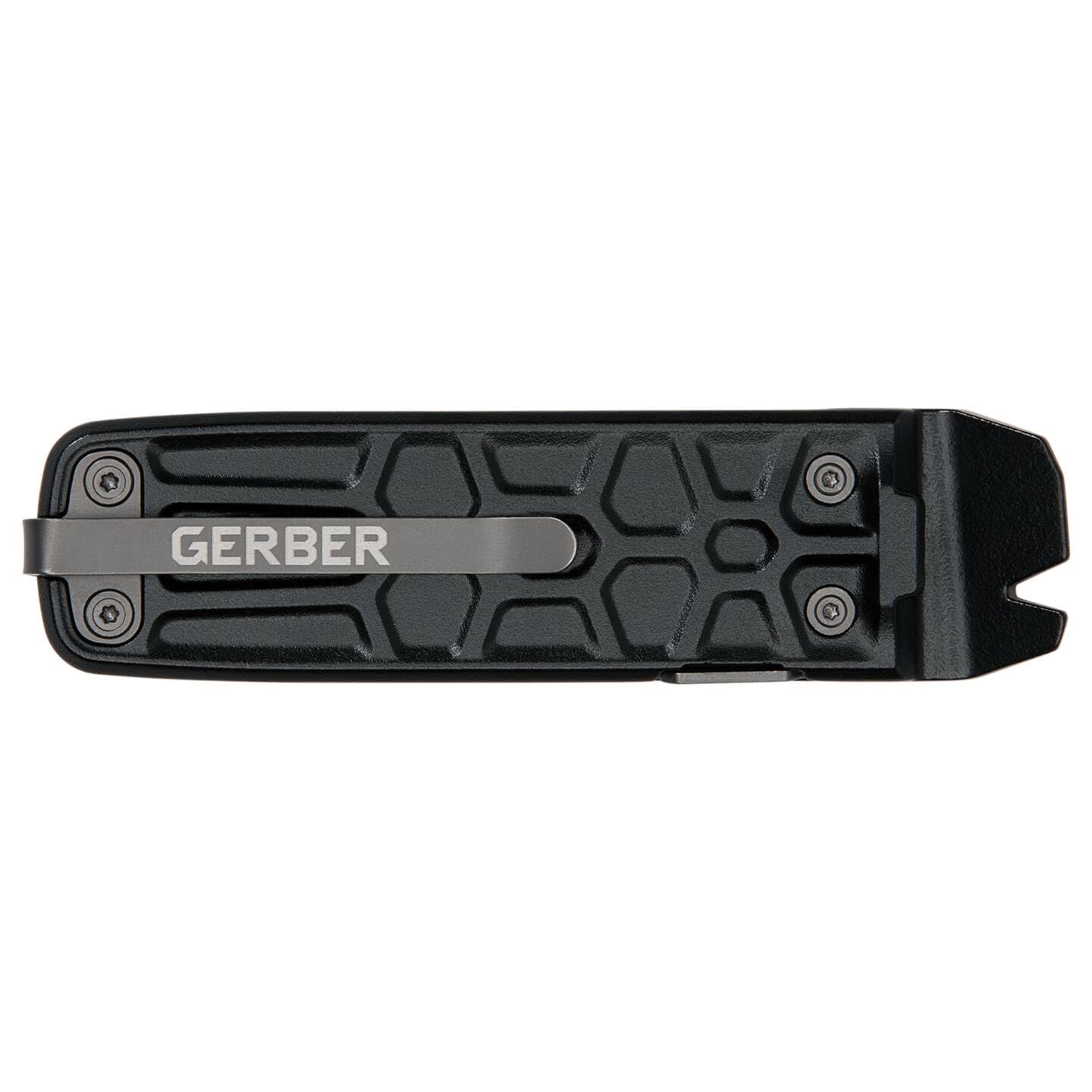 Gerber Multiherramienta con 7 funciones, navaja con hoja lisa y clip para cinturón, Lockdown Slim Pry, fundición/5Cr15MoV, Onyx, 30-001735