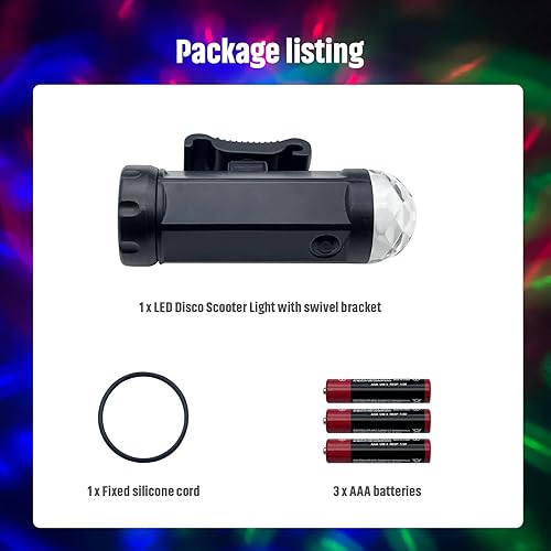 Miniatura 6 de Luz LED para scooter de discoteca, accesorios de luz para scooter, color RGB y patrones dinámicos, compatible con manillar de scooter, ángulo