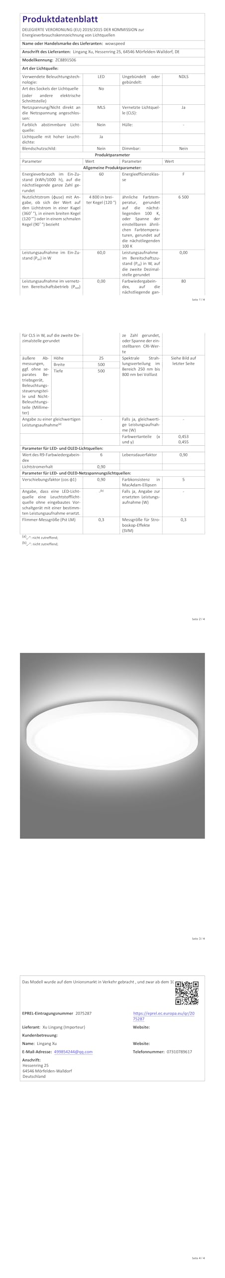 Plafon LED Techo Redondo 60W 6000LM Lampara Techo Interior 6500K Blanco Frío, Ø50cm, Luz LED Techo IP44, Plafones para Techo LED para Baño Cocina Sala Dormitorio Comedor