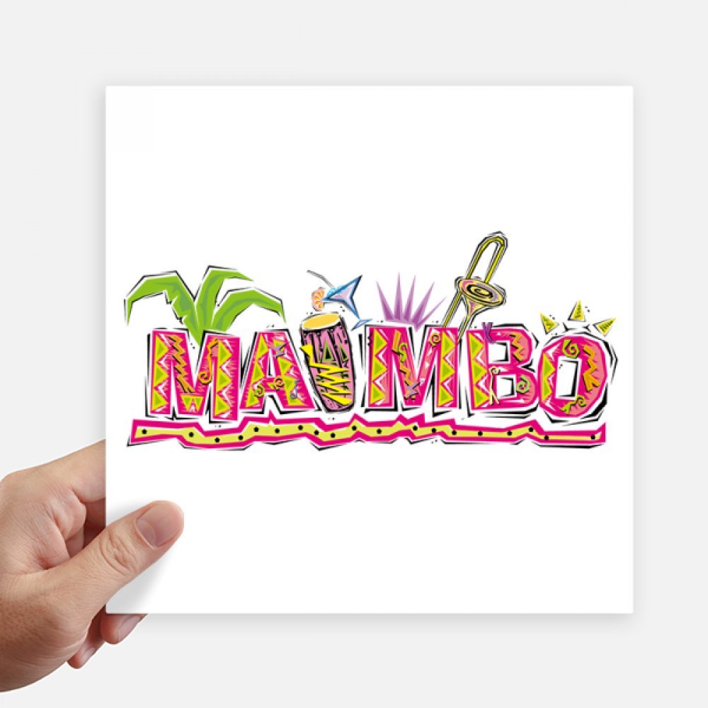 Autocollant Mexique Culture Rose Carré Mambo Slogan pour Déco Mur et Valise 20cm x 4Pcs