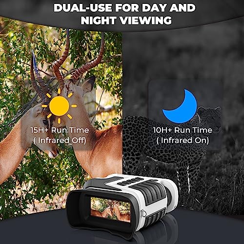Image of WOSPORTS 4K Night Vision Goggles - 1315FT Detection, Dual Zoom (10X Optical + 8X Digital), 3 inch Screen, Rechargeable, 32GB TF Card - Perfect for Wildlife, Photo & Video, Black /White