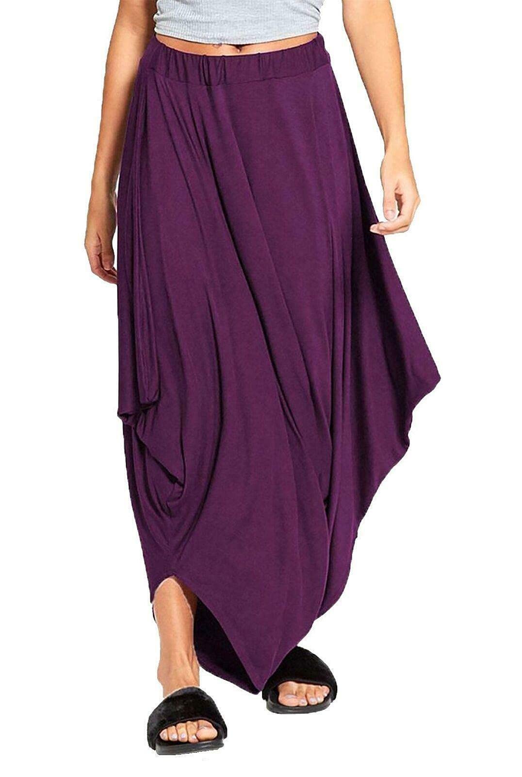 WEAR THE FASHION Womens Gathered Draped Baggy Harem Trouser Ladies Alibaba Lagenlook Harem Trouser Purple