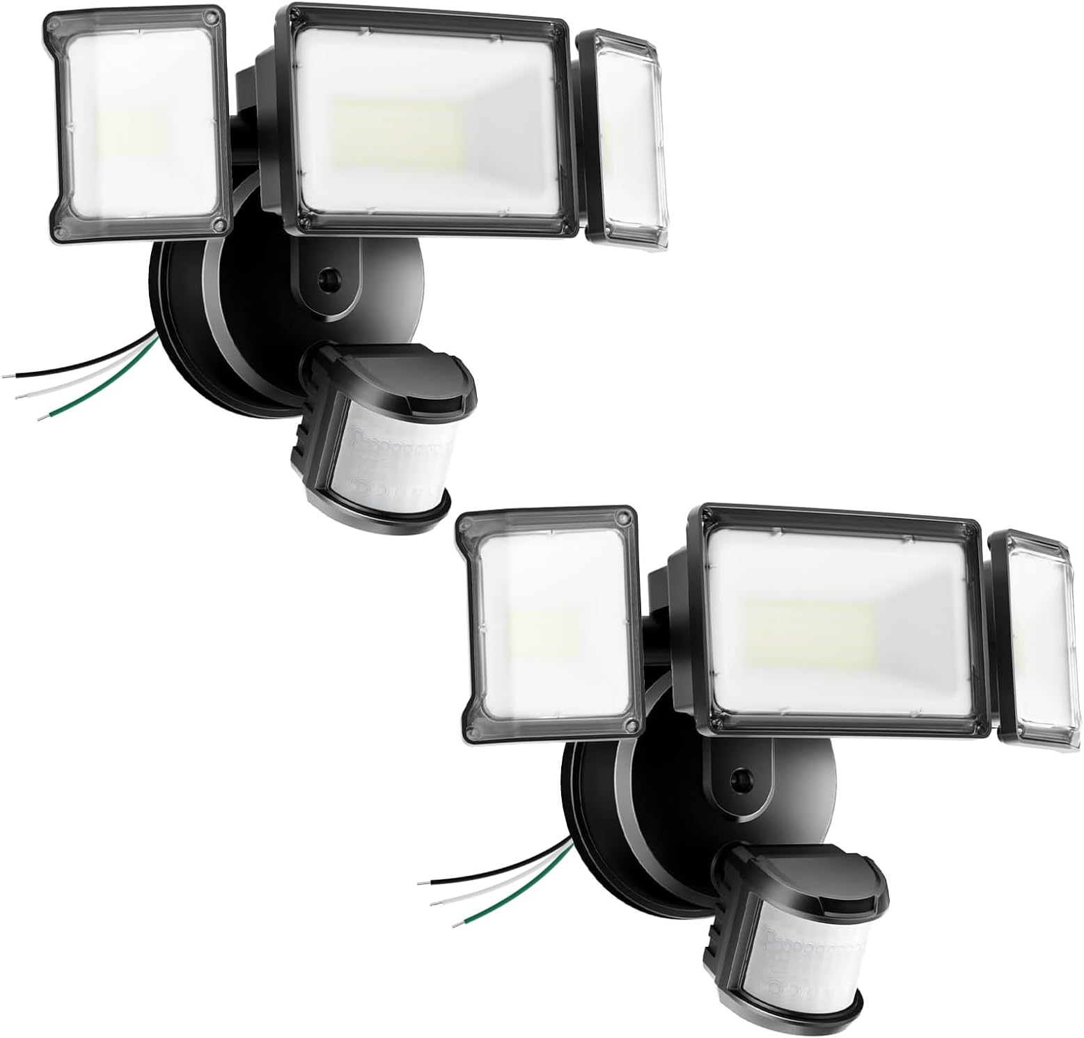 Olafus - 65W Motion Sensor Outdoor Light, 2 Pack 6000LM LED Security Light, 6500K Outdoor Motion Flood Light with 3 Adjustable Heads, for Garage