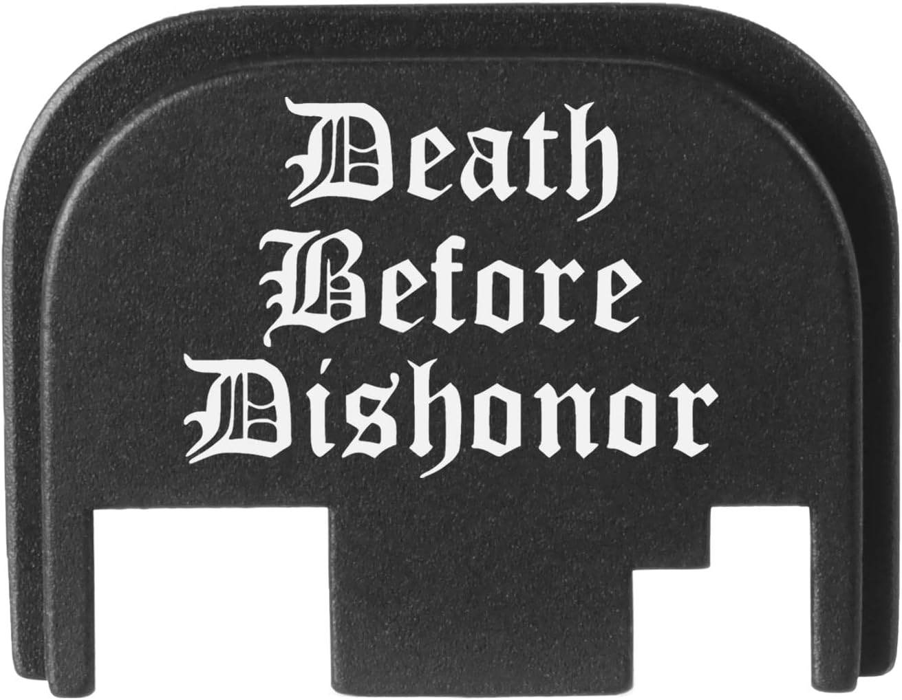 NDZ Performance Rear Slide Cover Back Plate for Glock Gen 1-4 Laser Engraved Hardcoat Anodized Aluminum in Black - Death Before Dishonor