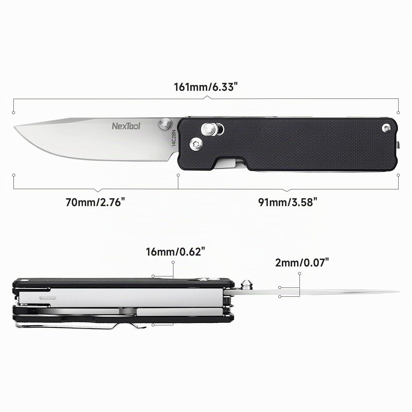NexTool Knight K30 Couteau de Poche Pliant 11 en 1 à Verrouillage par Axe, Outil Multifonctions EDC avec Lame en Acier, Manche G10, Ciseaux Moletés, Jeu de 10 embouts de tournevis de 4 mm pour Camping