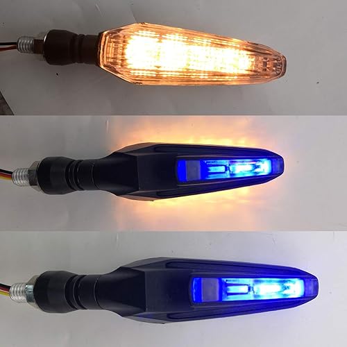 Miniatura 6 de 2 luces intermitentes universales de 0.394 in para motocicleta, luces delanteras traseras intermitentes para motocicleta (modo amarillo azul)