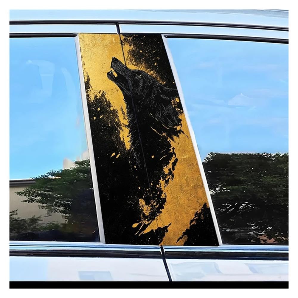 Car Parts 2pcs Car B-Pillar Sticker Wolf Howling Scratch Protection Decals