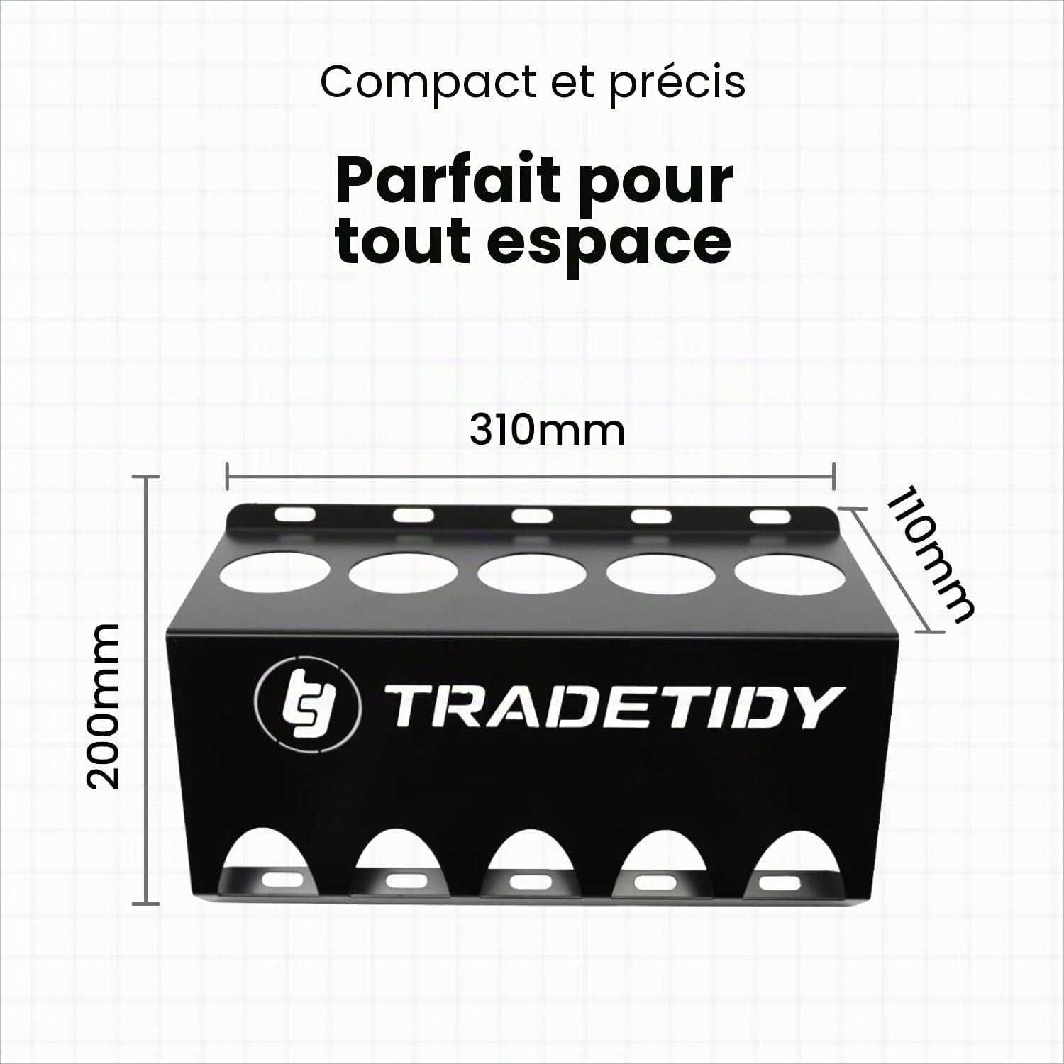 Tradetidy Support de stockage en silicone/mastic/adhésif, idéal pour camionnettes, garages, ateliers, construction en acier robuste, bords arrondis pour la sécurité, 310 mm (L) x 200 mm (H) x 110