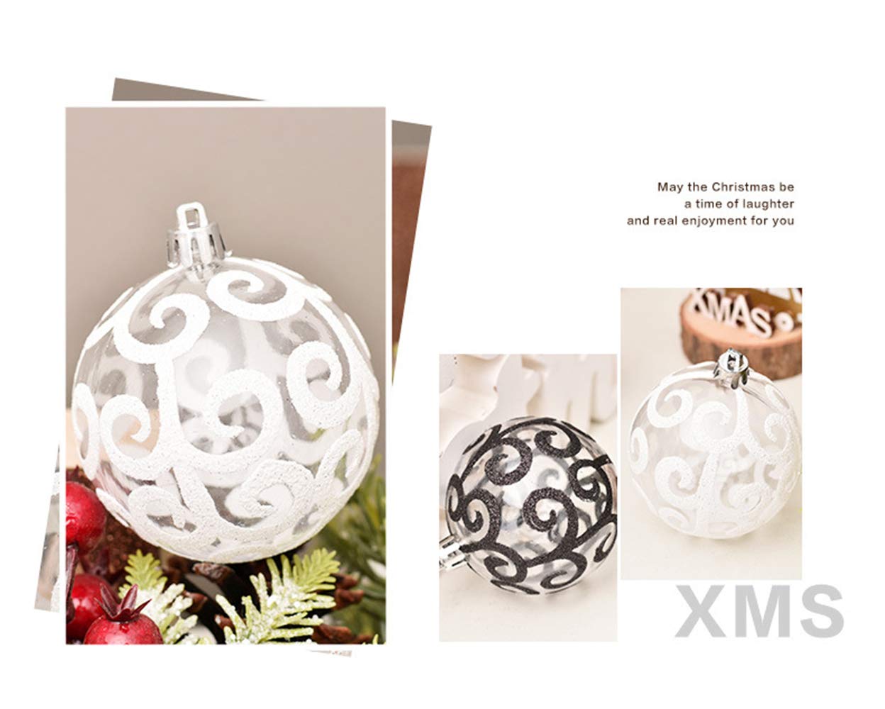 Weihnachtsbaum-Dekorationskugel-Set, transparente Weihnachtskugeln, Familienfest, Hochzeit, Zusammenkünfte, Dekoration, bruchsicher, 6 cm, 5 Stück