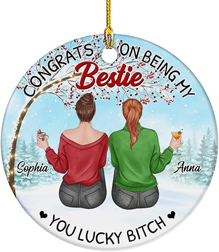Ideas de regalos para mejores amigos, felicitaciones por ser mi Bettie You Lucky, adorno de Navidad personalizado, regalos para mejores amigos,