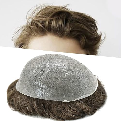 Miniatura 7 de Toupee - Sistema de cabello para hombre, 0.002 in, piel ultrafina, bucle en V, aspecto natural, piezas de pelo para hombre, tupé, piezas de repuesto