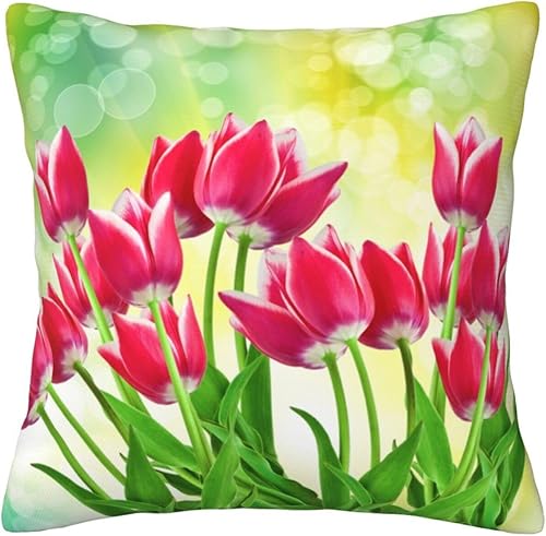 Aimeryup Throw Pillow Covers 12x12 Inch Tulip Flowers Decorative Pillow Covers Cushion Covers cojines decorativos para sala Pillow Cases Cute Throw
