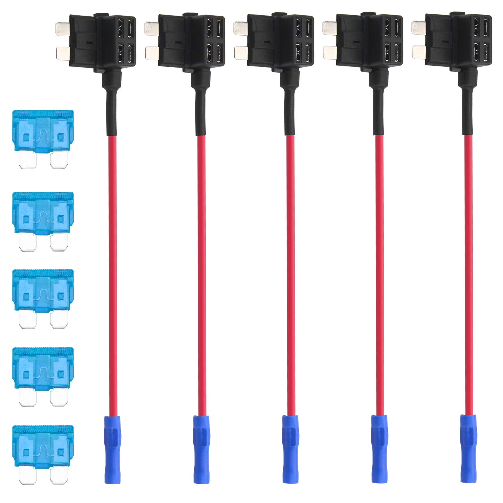 ZOOKOTO 5Pack 12V Add-a-Circuit TAP Adapter Fuse Holder with 15A Standard APR ATO ATC Blade Fuse for Cars Trucks Boats-image-33
