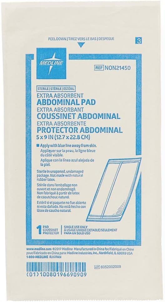 Medline Sterile Abdominal Pad NON21450H 5 inch x 9 inch 25 Count Pack of 4 product thumbnail 9