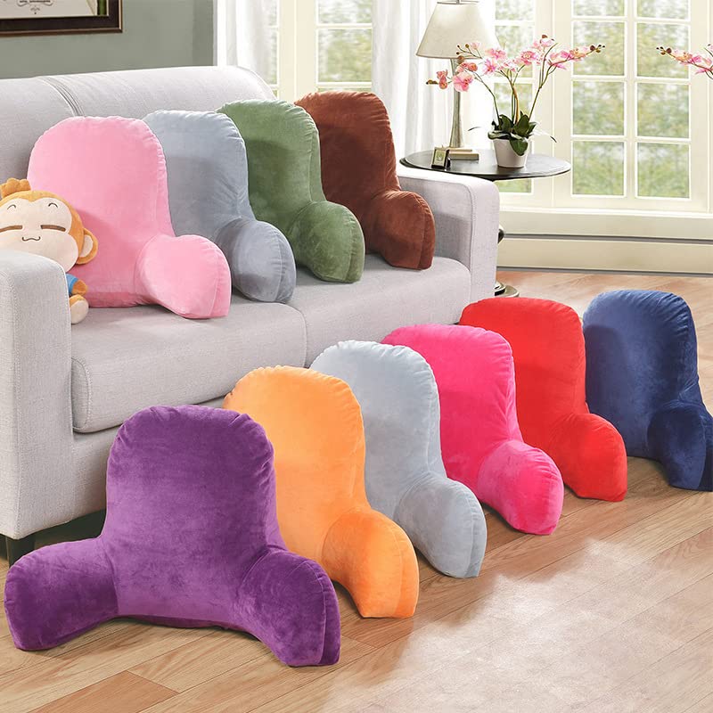 Coussin Lecture Peluche - 68x36 Cm - Soutien Lombaire - Housse Lavable