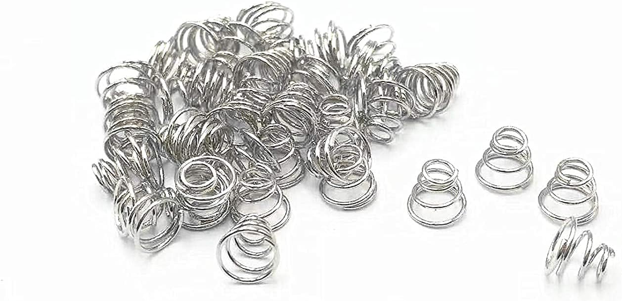 Compression Spring， RilexAwhile 6x3.5x5mm Metal Taper Conical Compression Spring Silver Tone 40 pcs