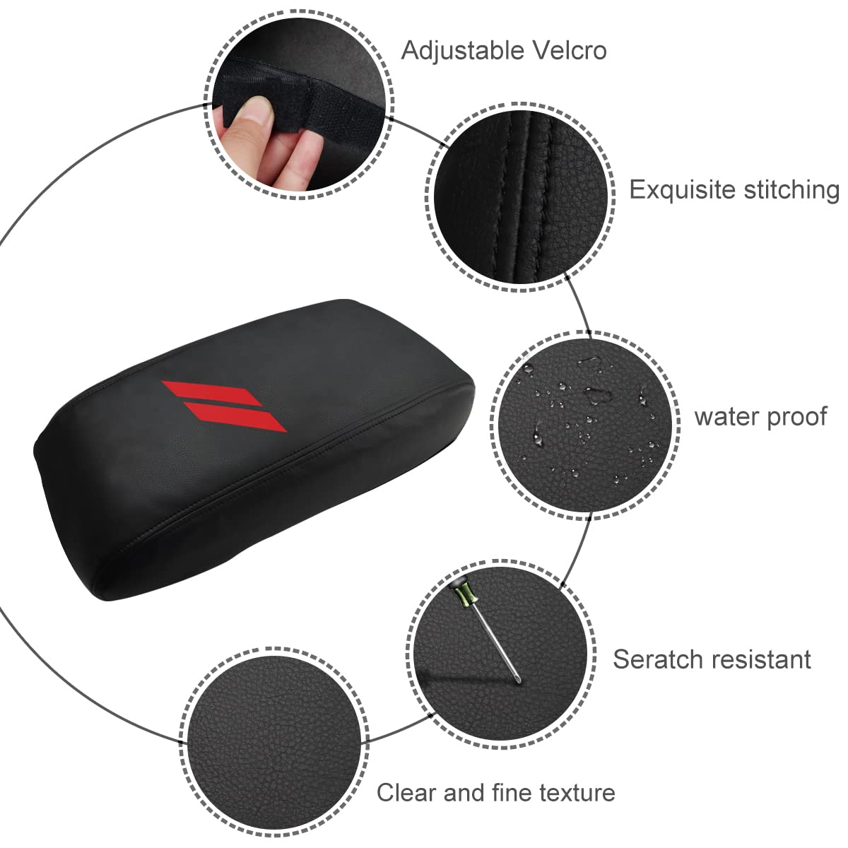 Auto Console Covers- Fits The Dodge Durango 2011-2020 Center Console Armrest Cover Waterproof Neoprene Fabric Black - View #7