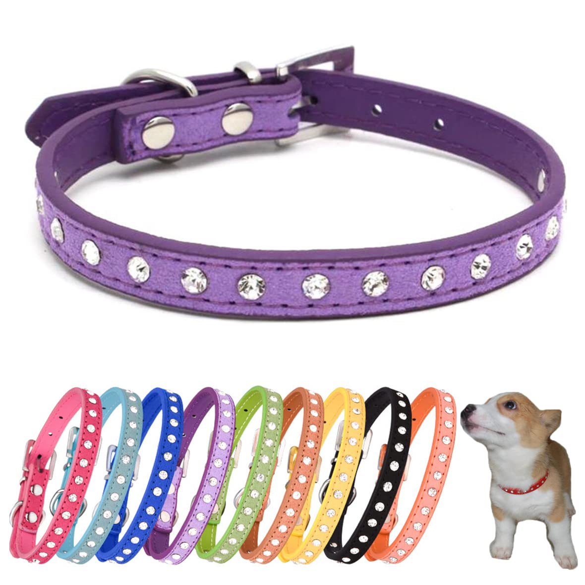 Collier pour chaton Hotlion violet à strass idéal pour les promenades élégantes en ville