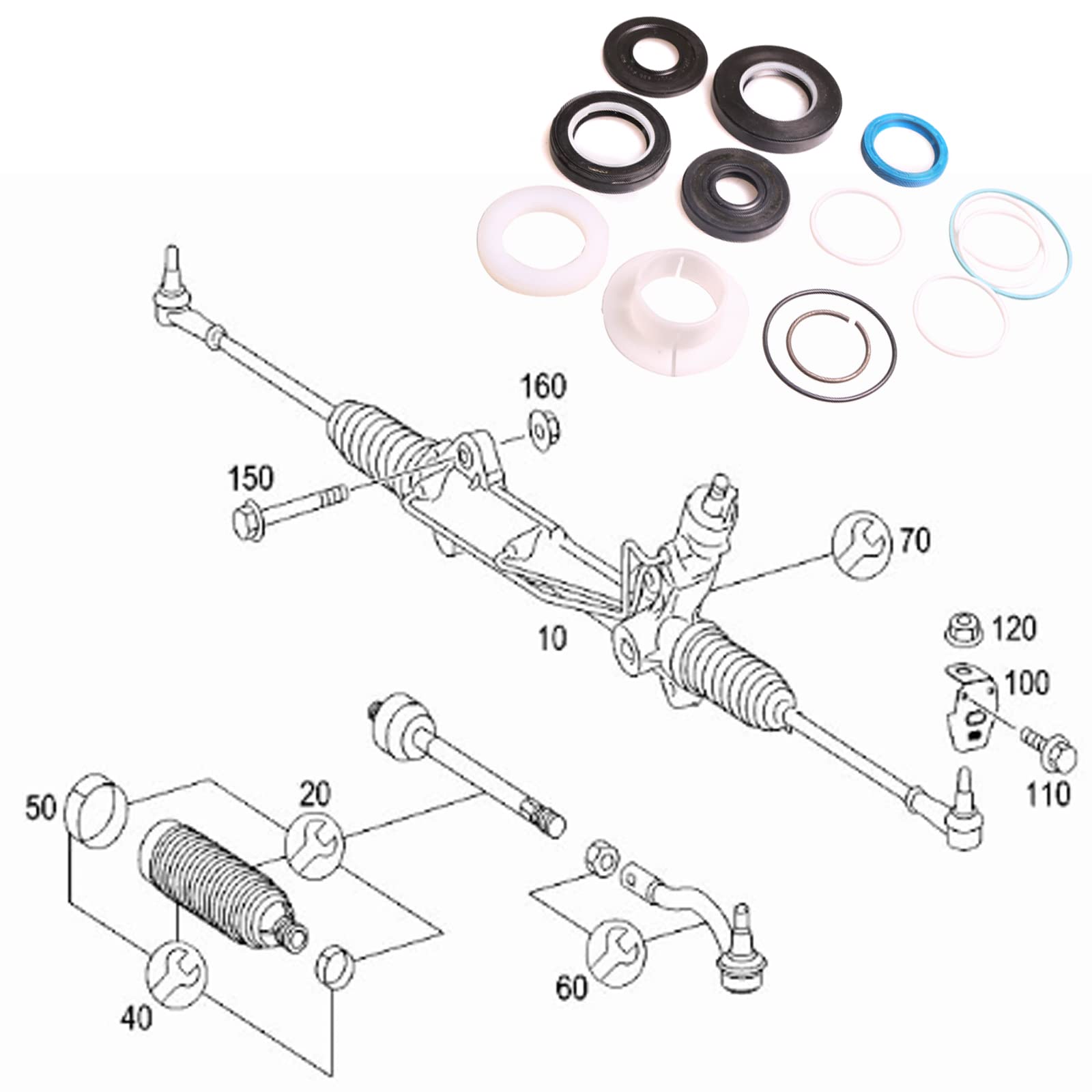 Lenkgetriebe Reparatur Kit für Mercedes Sprinter 906 für VW LT 28-35 28-46 Servolenkung Reparatur Kit 9064600400 9064601700 9064600600