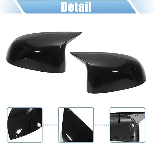Miniatura 4 de X AUTOHAUX 1 par de tapas de repuesto para espejo retrovisor exterior de automóvil, color negro brillante para BMW X5 X4 X7 2019-2021 para BMW X6
