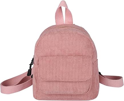 Corduroy Small Backpack for Womens and Girls, Mini Backpack Casual Backpacks Fashion Cute Backpacks Purse Style 2, Pink
