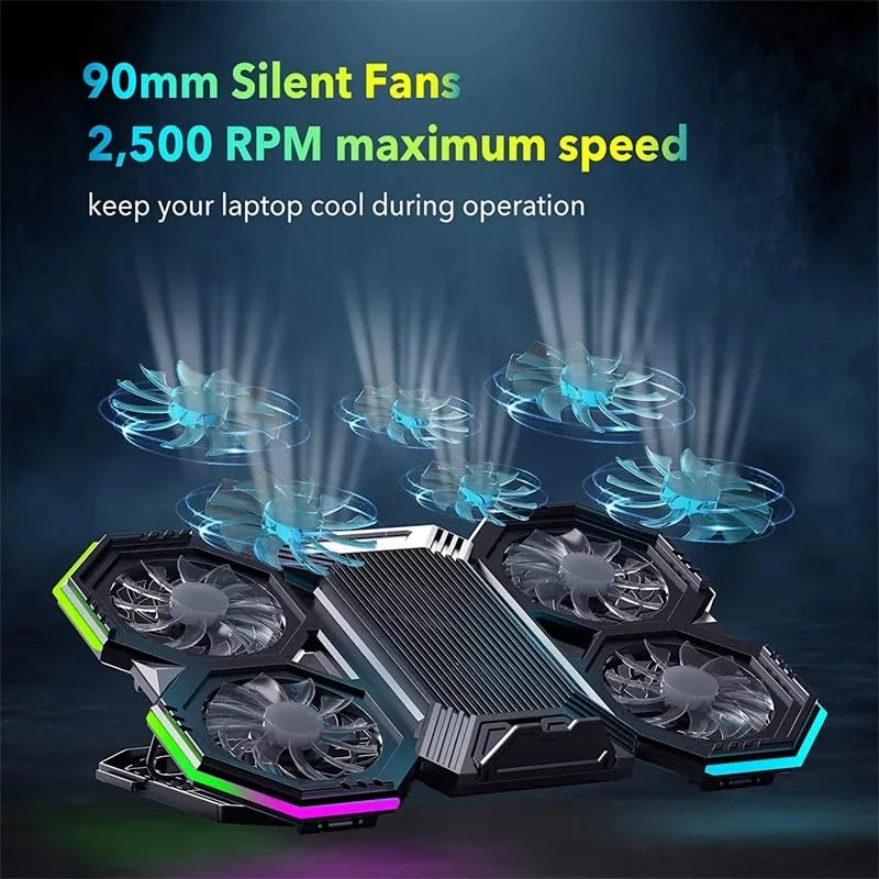 Laptop Cooler podstawka pod laptopa Sześć Wentylatorów, Regulowana Prędkość Wiatru, Wysokość, Podświetlenie RGB, Port USB, Podstawka Chłodząca Do Laptopa, Stojak Na Laptopa(RGB)