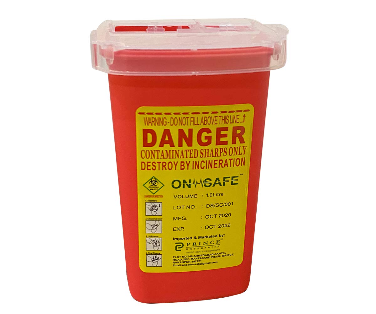 ONSAFE Sharps Container for Home Use and Professional 1 Liter