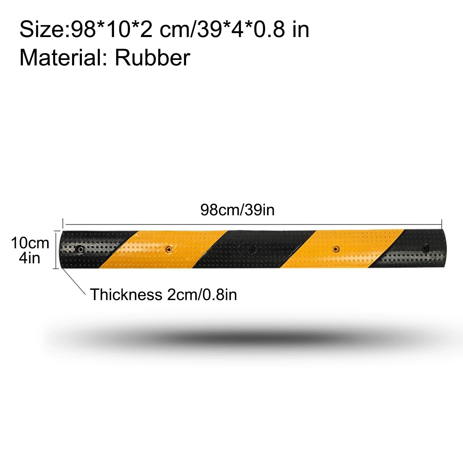 Reductor de Velocidad Vial, Badenes para Garaje Goma Resistente de 98 Cm, Badén Reductor de Velocidad de Calle, 10 Toneladas, para Entrada de Estacionamiento Escolar 98 * 10 * 2cm