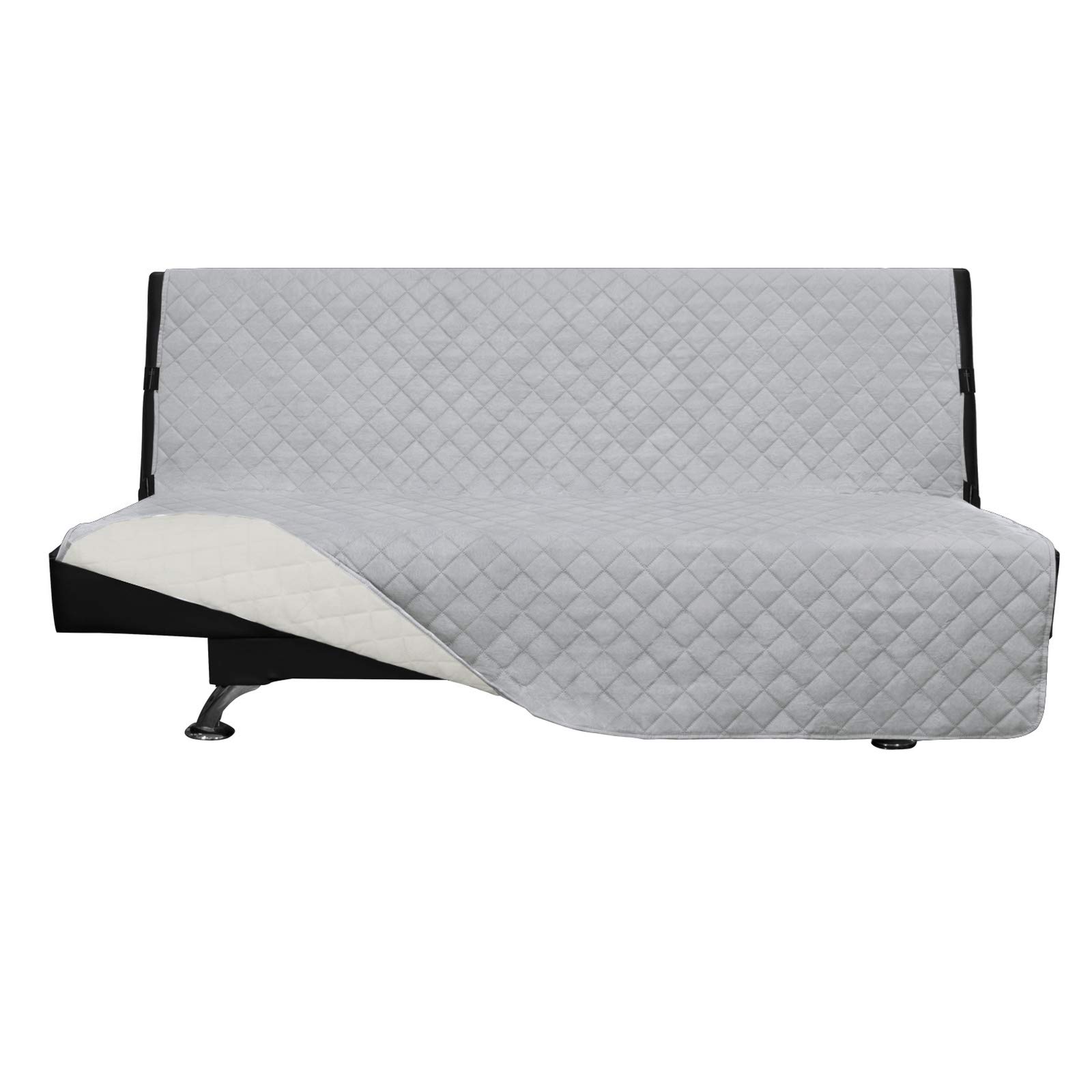 Easy-Going Reversible Couch Cover, Large Futon Sofa, Light Gray/Ivory