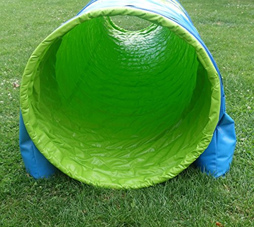 Callieway® Dog Agility Tunnel Profi Hunde Tunnel Agility Gerät (Stützsandsäcke bereits inklusive) (3m, limettengrün)