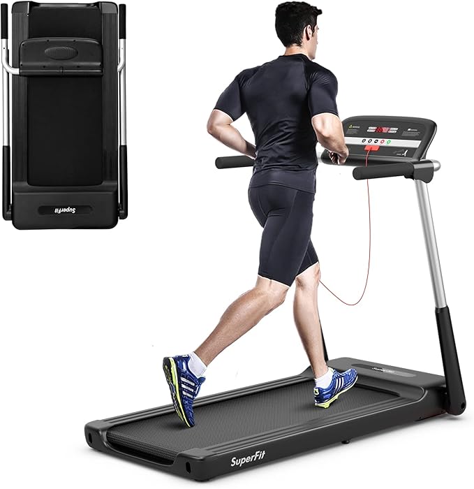 GYMAX Foldable Treadmill, 2.25HP Portable Treadmill with App Control & LED Monitor, Compact