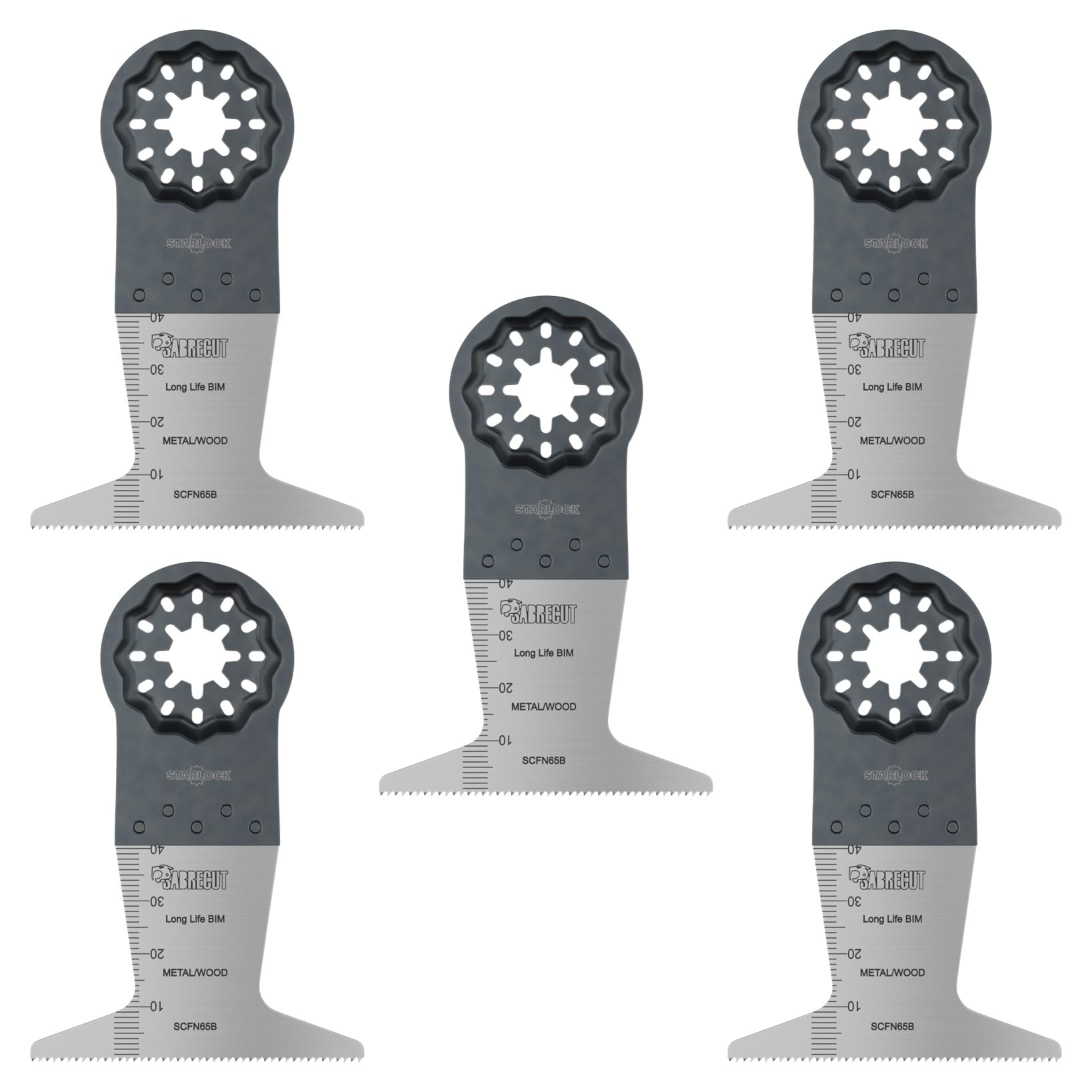 SabreCut 5pcs SCFN65B_5 65mm x 40mm Bi-Metal Oscillating Multitool Blades