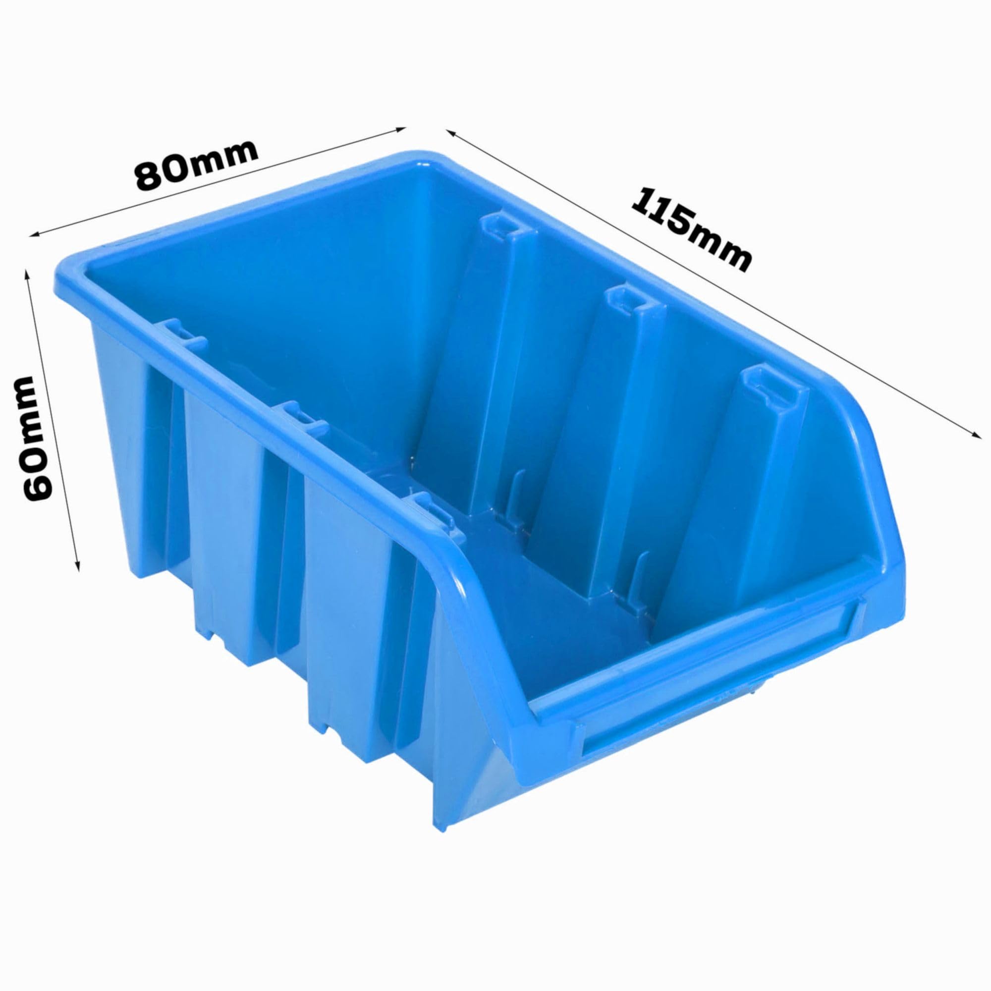 Panel de herramientas de metal 117 x 72 cm, sistema de almacenamiento con portaherramientas, ganchos para herramientas y 13 cajas apilables, 80 x 115 x 60 mm, color: azul, tablero perforado, taller,