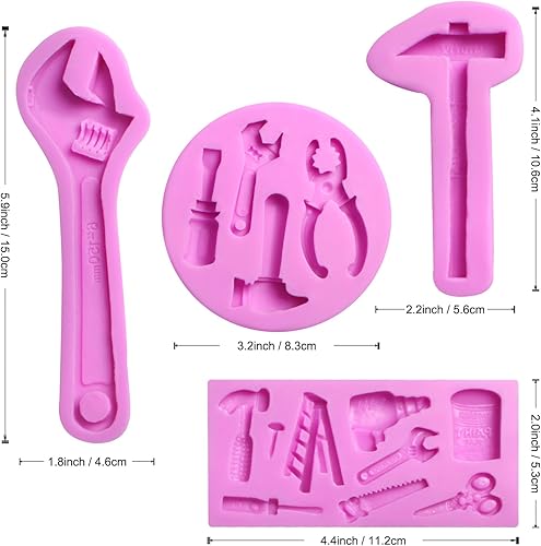 Miniatura 2 de Herramientas de construcción Moldes de silicona para dulces, herramientas de mano, martillo, llave de chocolate, moldes para hornear para decoración