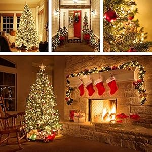 Upgraded 82ft 200 led christmas string lights outdoorindoor timer memory function 8 modes extendable green wire waterproof fairy string lights for xmas tree holiday party garden warm white  urban country home decor