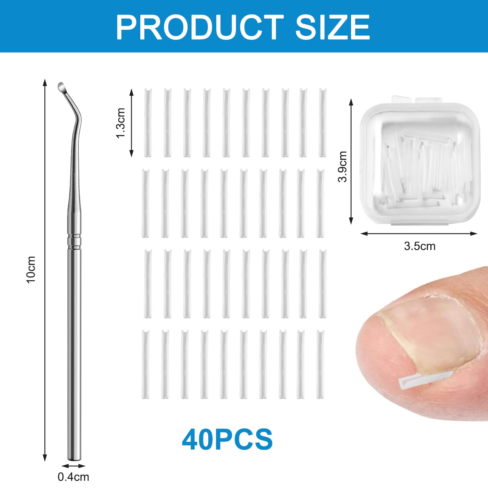 40 Pcs Unghie Incarnite Piedi Strisce Correttore Per Unghie Incarnite Unghie Piedi Incarnite Unghie Incarnite Piedi Unghie Incarnite Piedi Attrezzi Per Pedicure Con Sollevatore Per Unghie Incarnite