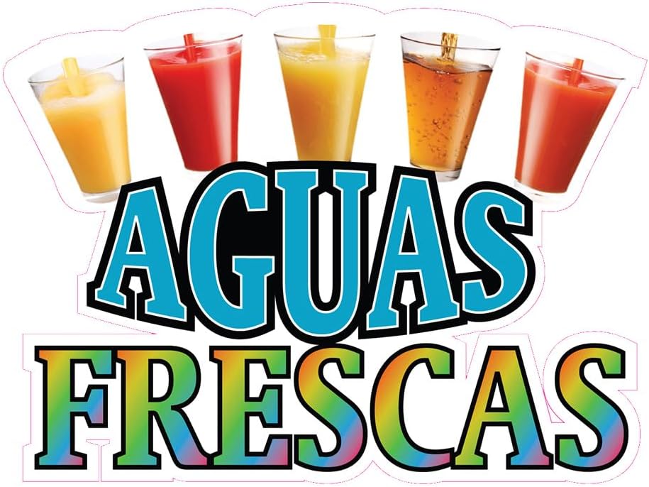 Die-Cut Sticker Multiple Sizes Aguas Frescas Restaurant & Food Aguas Frescas Indoor Decal Concession Sign Blue 24in Longest Side