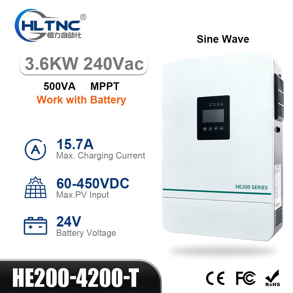 HE200 Serie Solar Hybrid Wechselrichter, 3600W-6500W, WLAN-Fernüberwachung, Kompatibel mit Blei-Säure/Lithium Batterien, IP21 (3.6kw)
