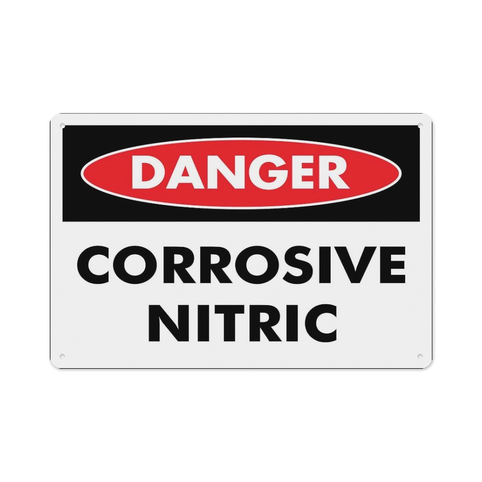 peiyeety Danger Corrosive Nitric Sign Aluminum Tin Warning Signs for Home Outdoor Garden 8X12 Inches