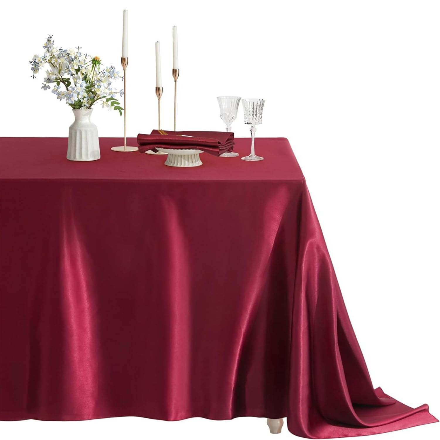 Jyswx Rectangle Tablecloth 150x210cm(pack of 10) – Wine Red Table Cloth Party Machine Washable, Durable Polyester Table Cover for Weddings, Dining, Parties & Events