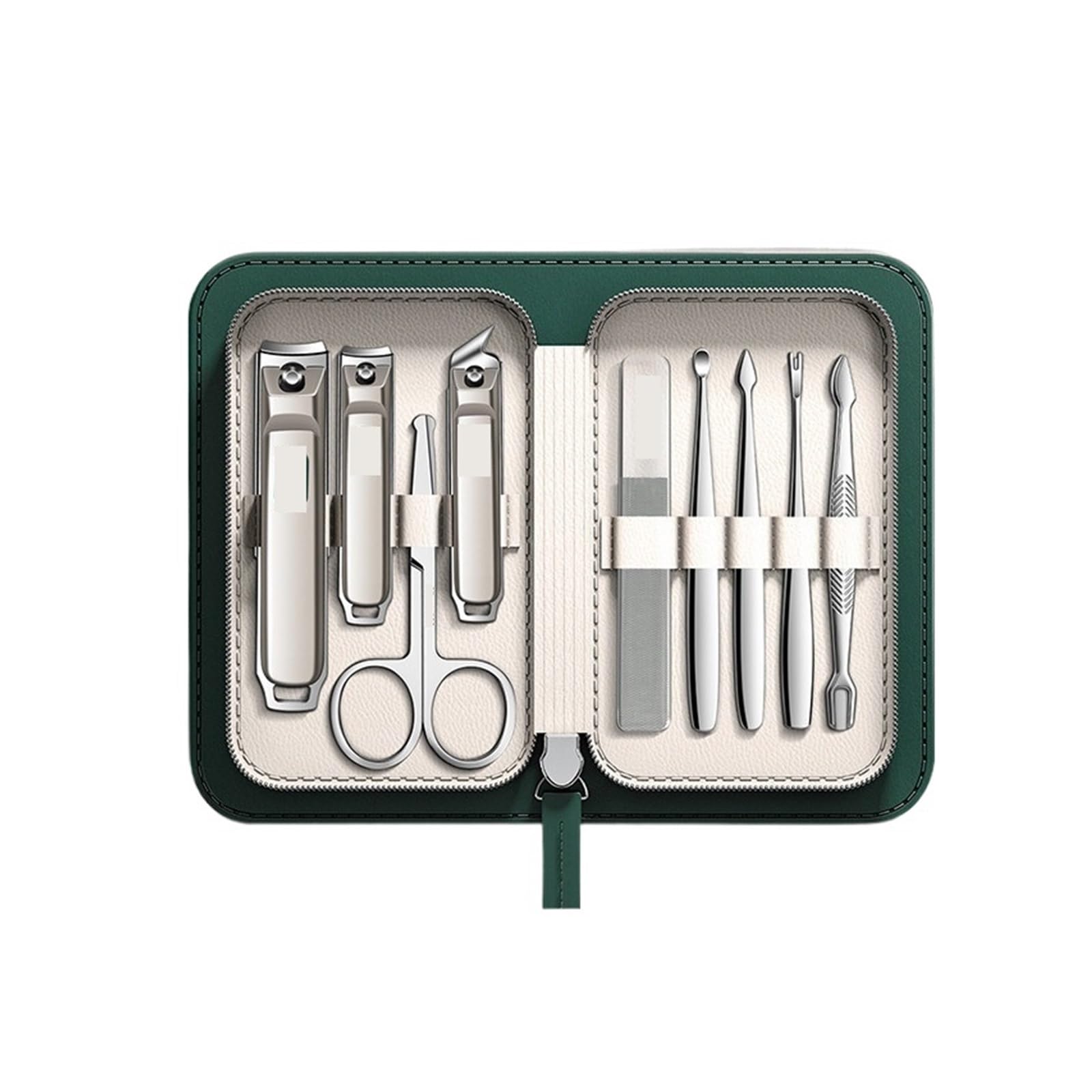 Ensemble de coupe-ongles en acier inoxydable(Green-9-piece set)