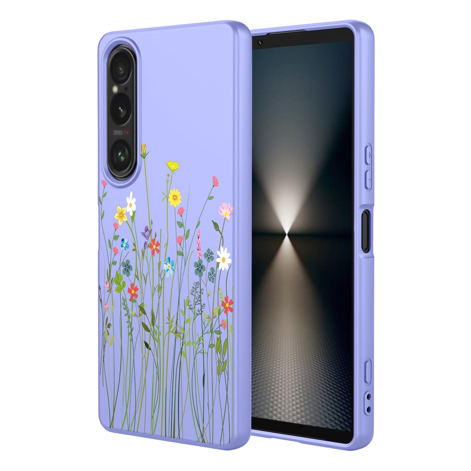 Coque Sony Xperia 1 VII antichoc résolvant le risque de casse avec son bumper souple fleur violette - 8