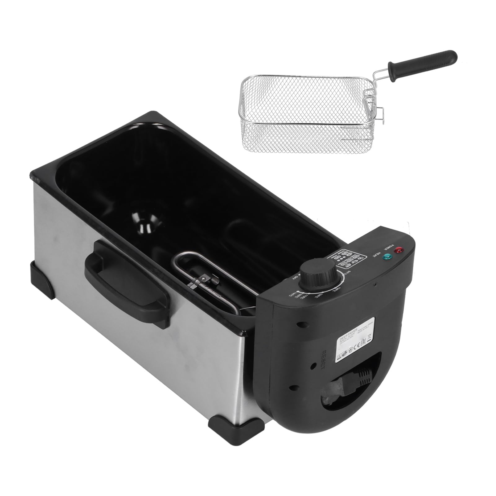 Freidora eléctrica de 3,5 L, potente freidora de acero inoxidable de 2000 W para uso privado y comercial