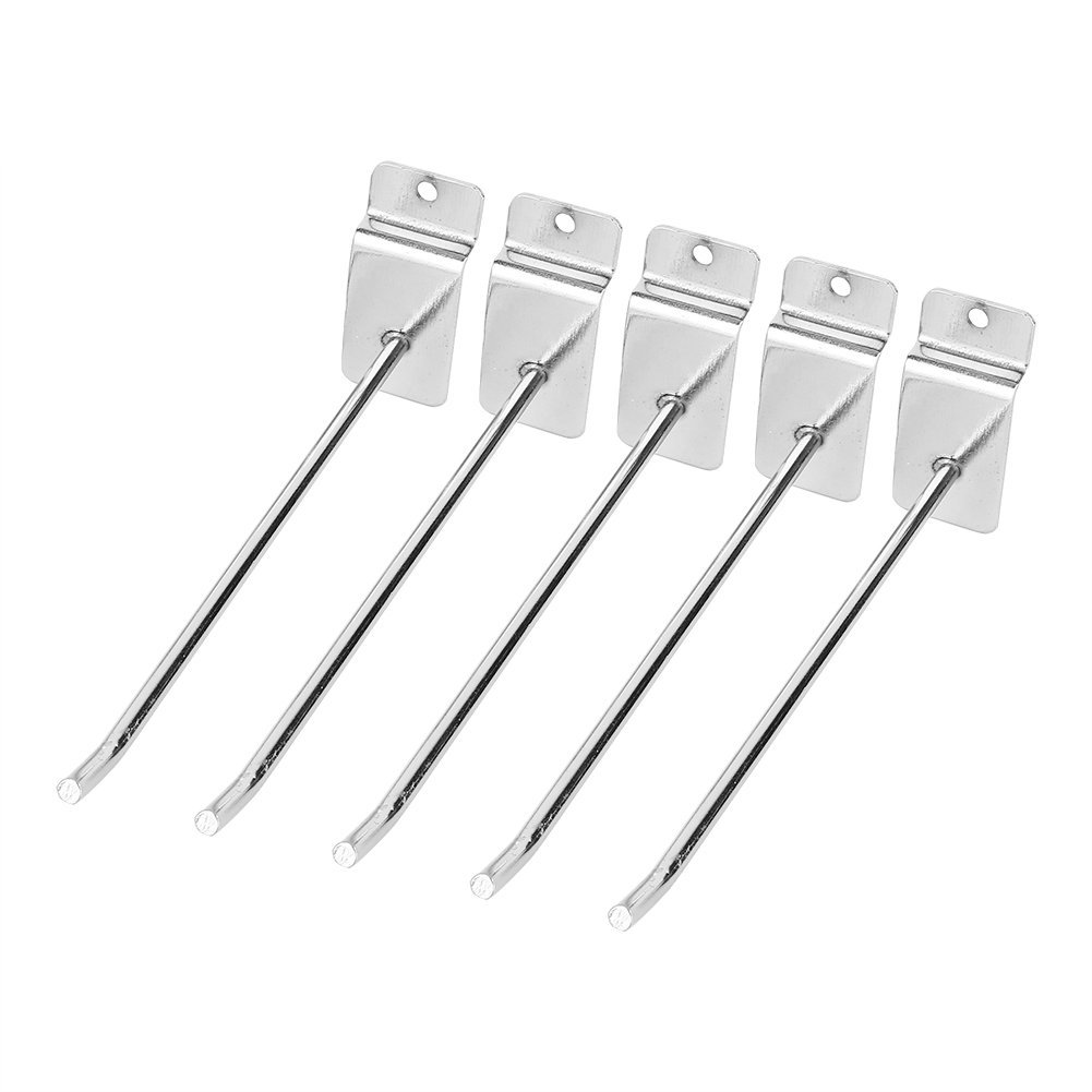 Yosoo Silver Display Hooks, 6 Inches, Wall Mount, Single Hooks, Hanger Made Of Stainless Steel For Slat Wall, Panel Wall, Pack Of 25