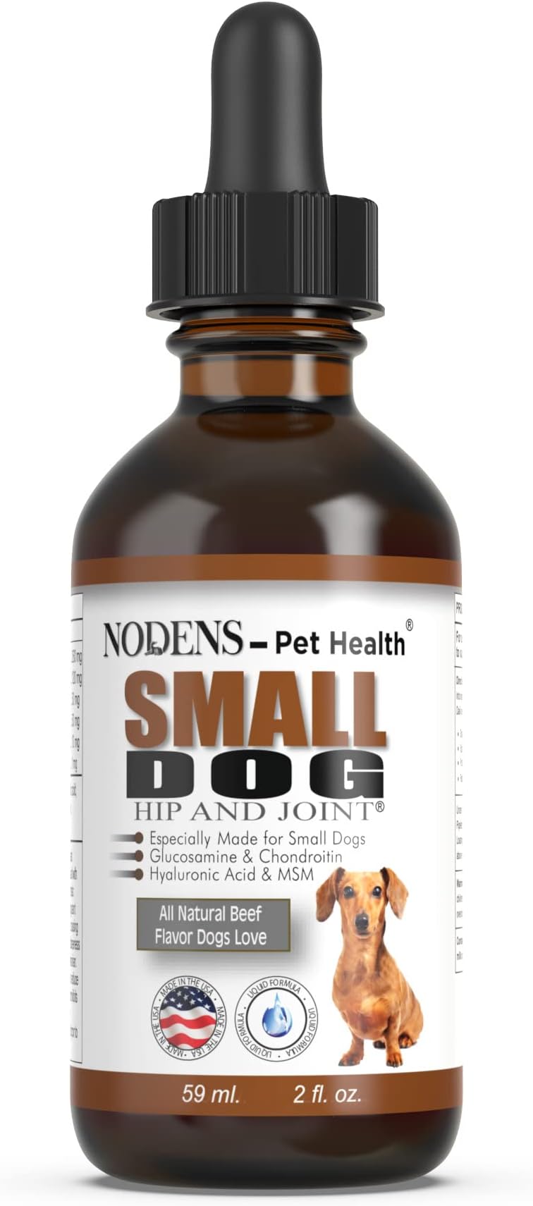 NODENS Small Dog Hip and Joint Liquid Glucosamine for Dogs with Chondroitin & MSM