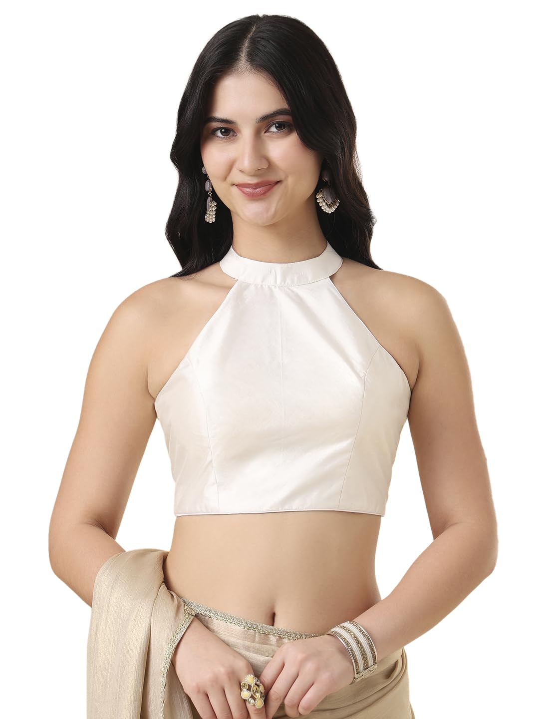 salwar studio Taffeta Silk Halter Neck Padded Readymade Blouse-picture-11